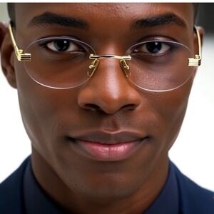 Sunglasses Retro vintage UV400 Protection Frameless Clear Lens Gold Gafas Lentes